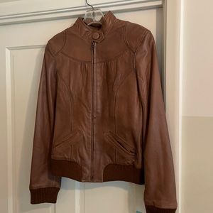 Soft brown leather jacket by Aqua